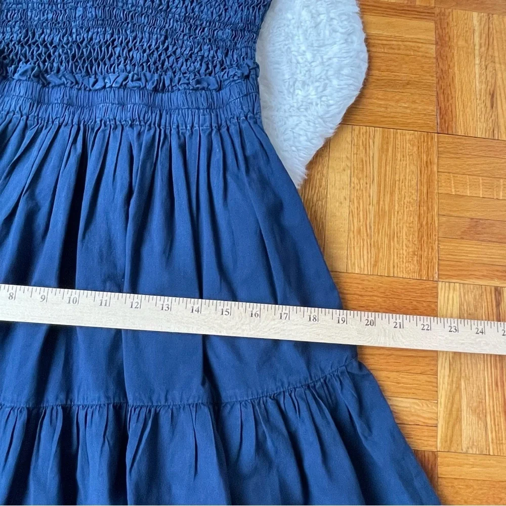 SEA NEW YORK New York Navy Blue Smocked Mini Dress Puff Sleeve 100% Cotton‎ Sz 8